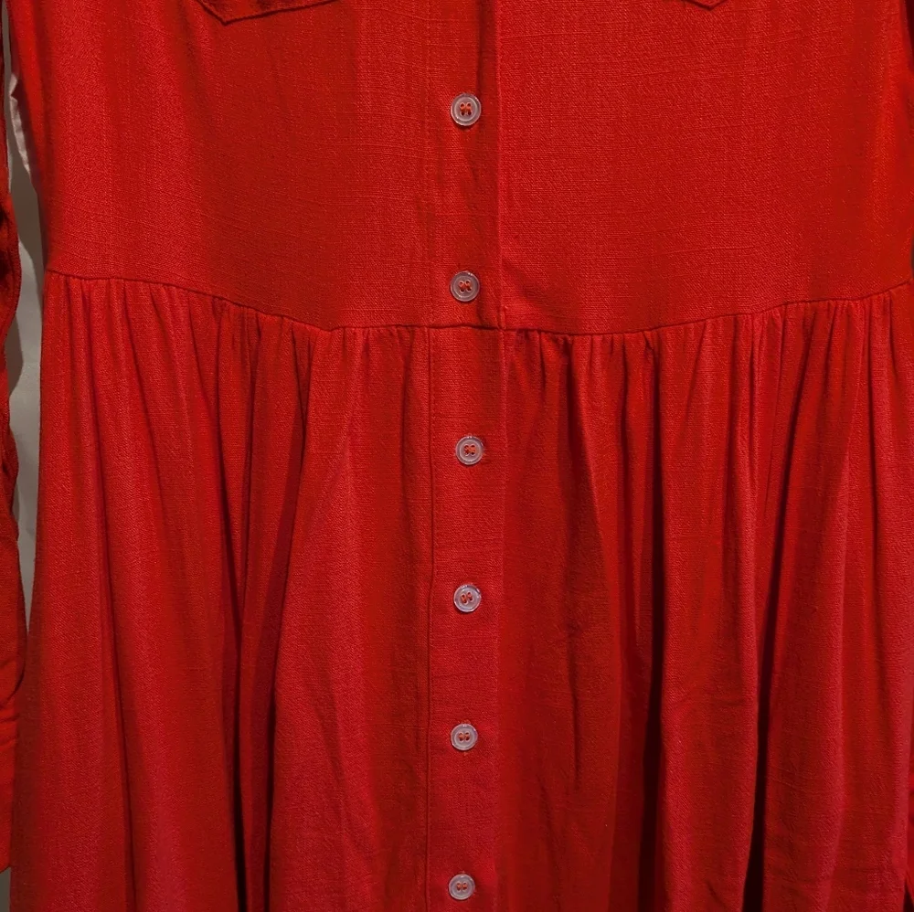 B1 NWT Oyrosy Elegant Red Pleated Maxi Dress - Size XS - Picture 2 of 9
